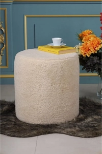 Dublin Etna Nil Peluş Krem Çok Amaçlı Dekoratif Puf koltuk